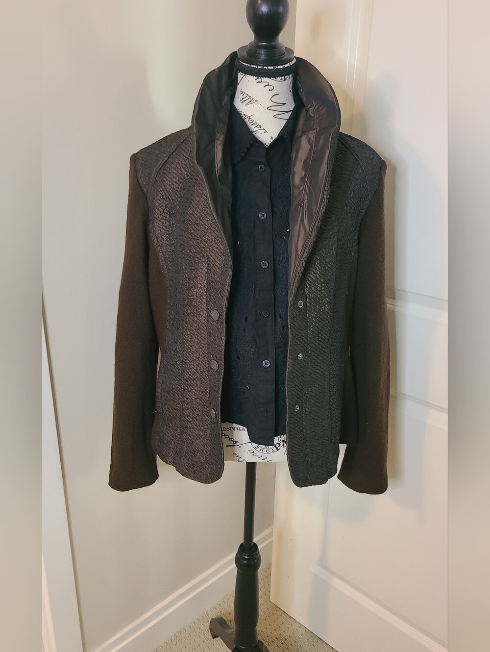 Olsen Europe Wool & Mixed Media Coat Brown Size M